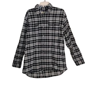 St. John's Bay Heavy Plaid Flannel Button Down Shacket Shirt Men's Large Unisex